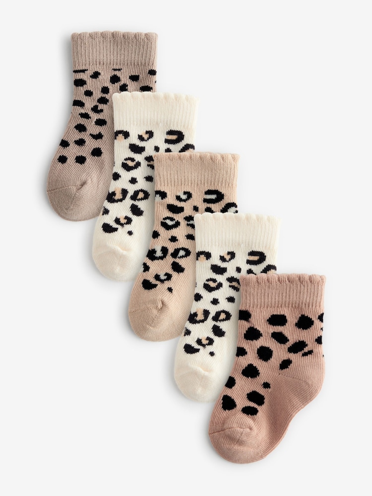 Neutral animal print Baby Socks 5 Pack (0mths-2yrs) - Image 1 of 6