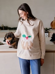JoJo Maman Bébé Stone Maternity Christmas Pudding Sweatshirt - Image 1 of 5