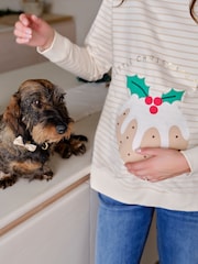 JoJo Maman Bébé Stone Maternity Christmas Pudding Sweatshirt - Image 2 of 5