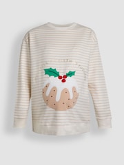 JoJo Maman Bébé Stone Maternity Christmas Pudding Sweatshirt - Image 3 of 5