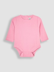 JoJo Maman Bébé Pink 3-Piece Rib Body, Floral Trousers & Hat Set - Image 2 of 7