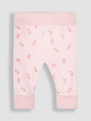 JoJo Maman Bébé Pink 3-Piece Rib Body, Floral Trousers & Hat Set - Image 3 of 7