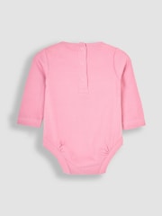 JoJo Maman Bébé Pink 3-Piece Rib Body, Floral Trousers & Hat Set - Image 4 of 7