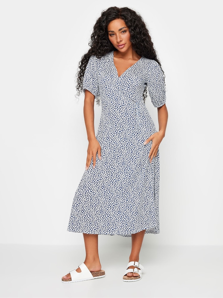 M&Co Petite Floral Print Midi Wrap Dress - Bild 2 von 5