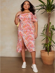 Chi Chi London Geblümtes Midikleid mit eckigem Ausschnitt - Bild 2 von 4