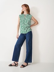 Crew Clothing Green Tie Neck Sleeveless Blouse - Image 1 of 4