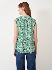 Crew Clothing Green Tie Neck Sleeveless Blouse - Image 2 of 4