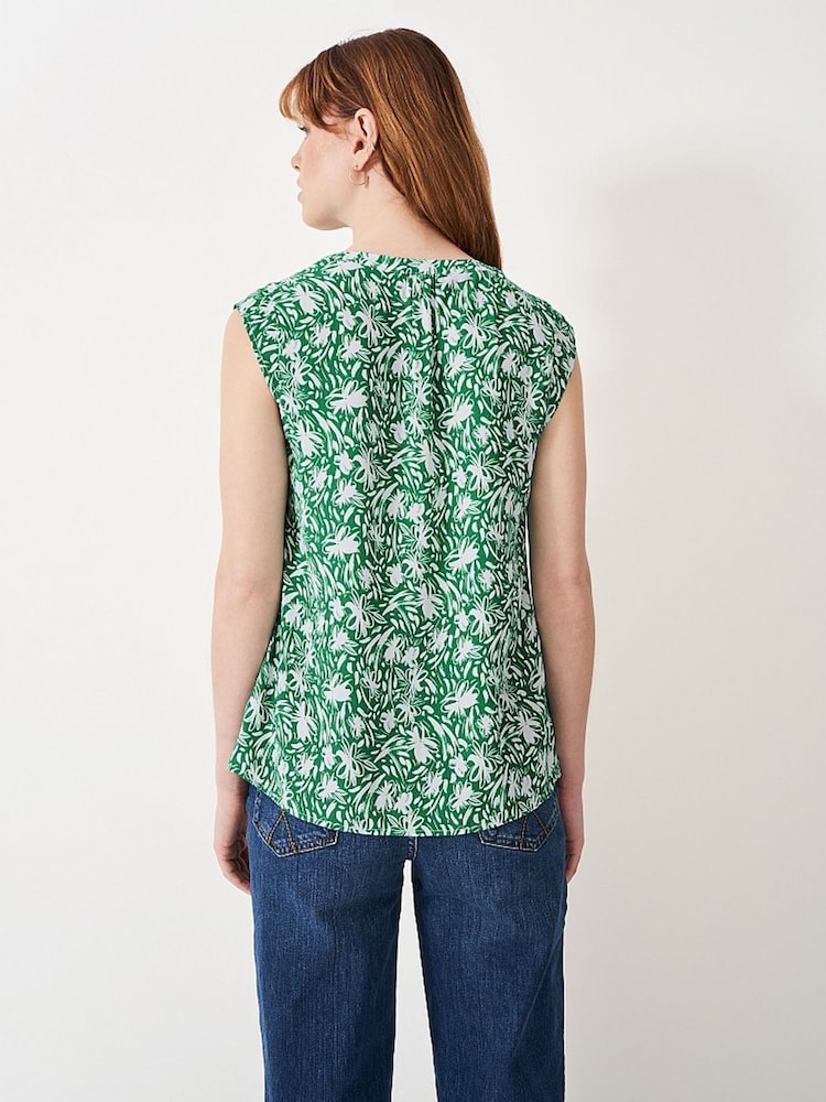 Crew Clothing Green Tie Neck Sleeveless Blouse - Image 2 of 4