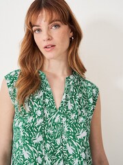 Crew Clothing Green Tie Neck Sleeveless Blouse - Image 3 of 4