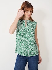 Crew Clothing Green Tie Neck Sleeveless Blouse - Image 4 of 4