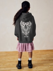 Charcoal Grey/Pink 2-in-1 Long Sleeve Hooded Sweat Dress with Mesh Skirt (3-16yrs) - Image 2 of 8