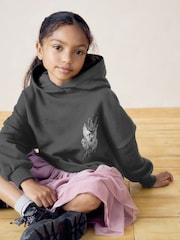 Charcoal Grey/Pink 2-in-1 Long Sleeve Hooded Sweat Dress with Mesh Skirt (3-16yrs) - Image 3 of 8