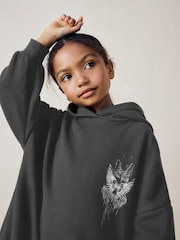 Charcoal Grey/Pink 2-in-1 Long Sleeve Hooded Sweat Dress with Mesh Skirt (3-16yrs) - Image 4 of 8