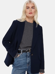 Whistles Navy Petite Boyfriend Crepe Blazer - Image 1 of 5