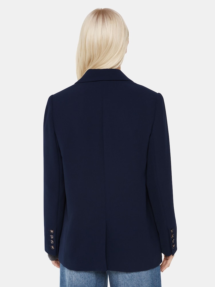 Whistles Navy Petite Boyfriend Crepe Blazer - Image 2 of 5
