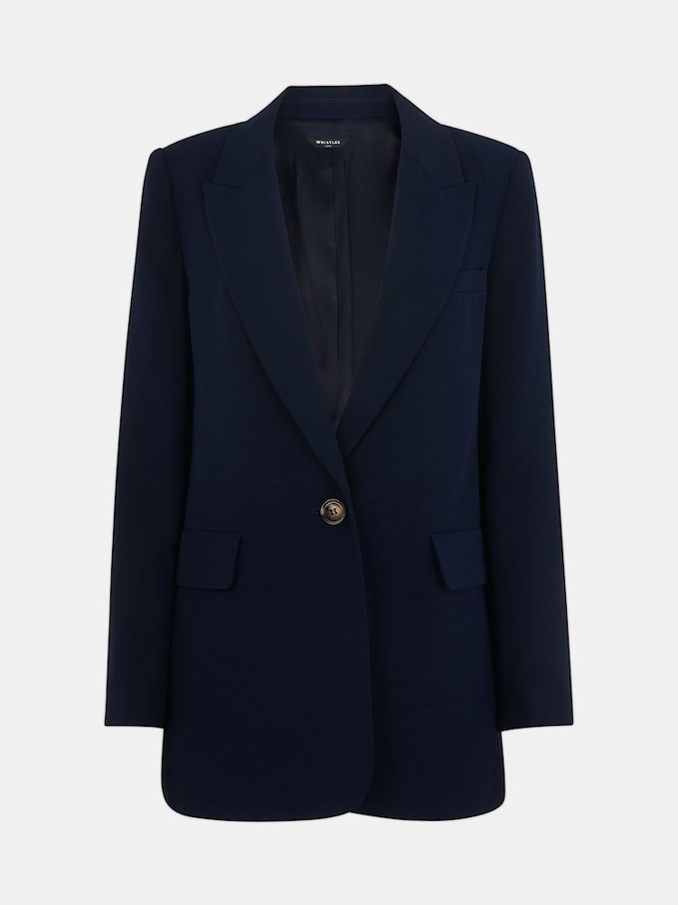 Whistles Navy Petite Boyfriend Crepe Blazer - Image 5 of 5