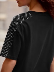 Black Shoulder Jewel 100% Cotton T-Shirt - Image 5 of 7