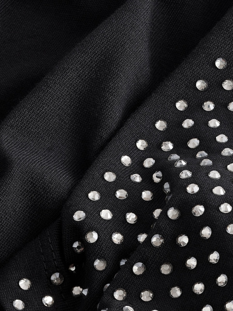 Black Shoulder Jewel 100% Cotton T-Shirt - Image 7 of 7
