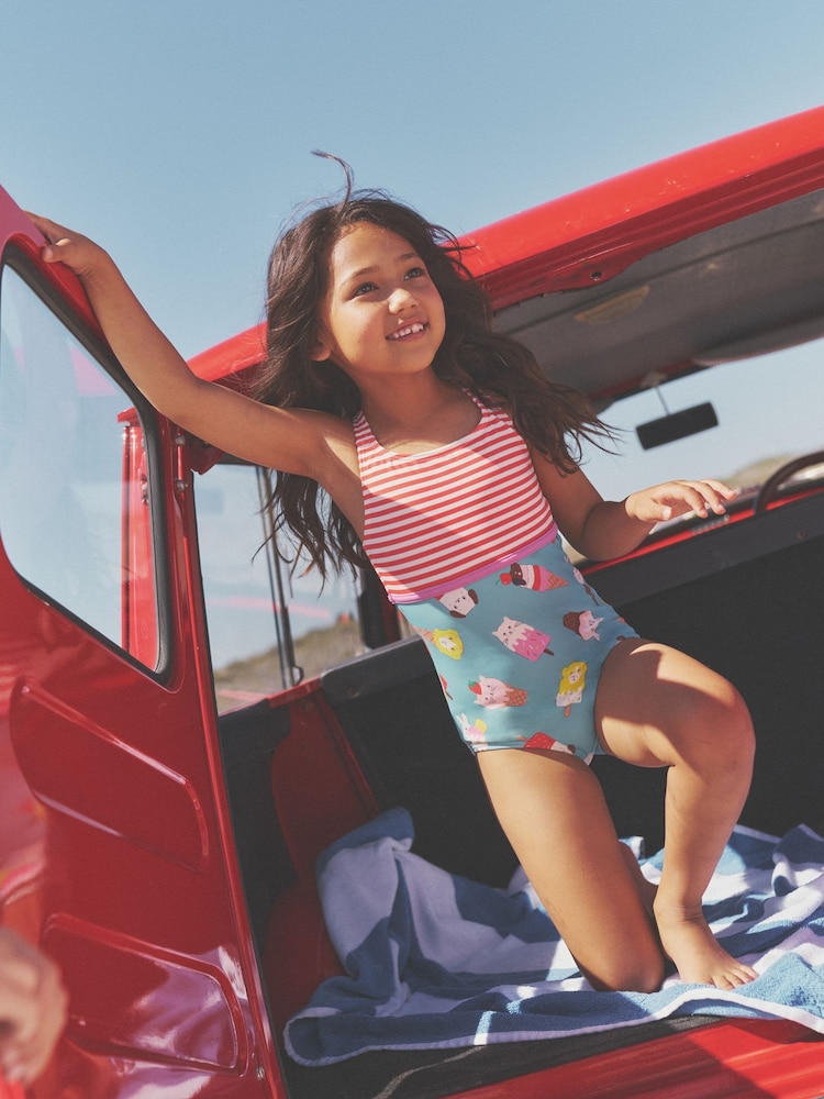 Boden Blue Ice Cream Hotchpotch Swimsuit - Image 1 of 4 Boden Blue Ice Cream Hotchpotch Swimsuit - Image 1 of 4