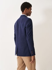 Crew Clothing Blue Birdseye Linen Blend Jersey Blazer - Image 2 of 5