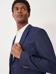 Crew Clothing Blue Birdseye Linen Blend Jersey Blazer - Image 4 of 5