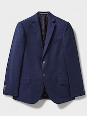 Crew Clothing Blue Birdseye Linen Blend Jersey Blazer - Image 5 of 5