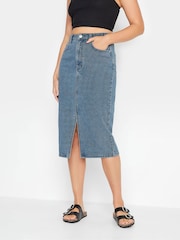 Long Tall Sally Blue Midi Denim Skirt - Image 1 of 4