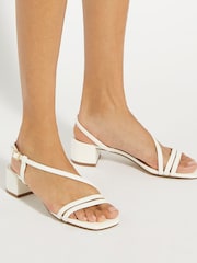 Dune London White Maryanna Low Block Heel Sandals - Image 1 of 7