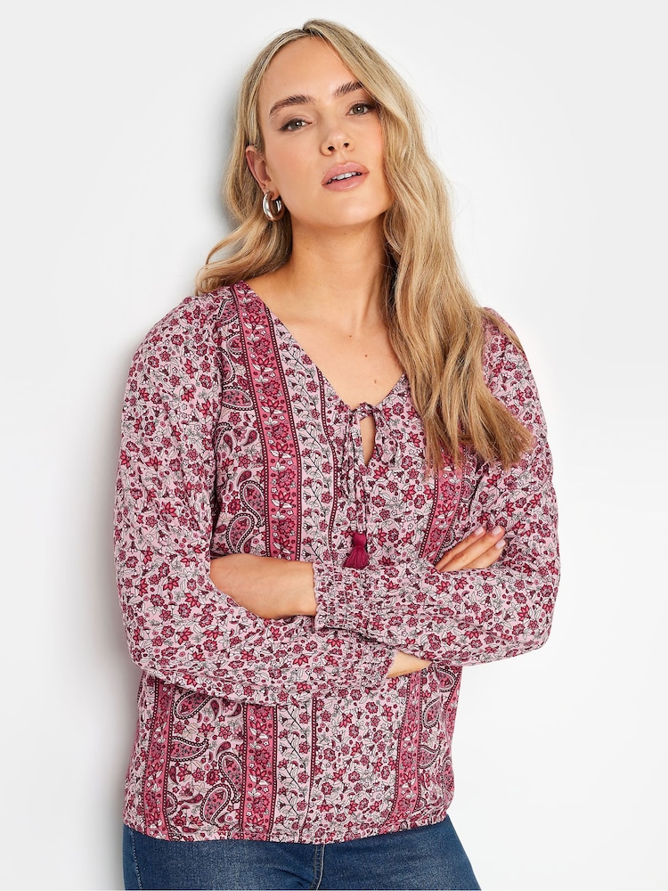 Long Tall Sally Brown Paisley Boho Blouse - Image 1 of 5