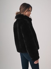 The Set Black Boxy Faux Fur Coat - Image 4 of 8