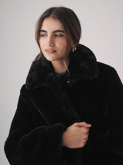 The Set Black Boxy Faux Fur Coat - Image 6 of 8