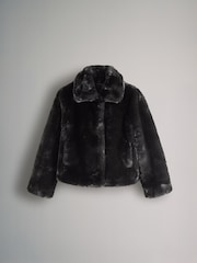 The Set Black Boxy Faux Fur Coat - Image 7 of 8