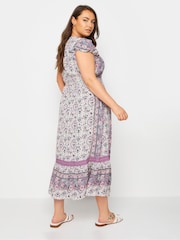 Yours Curve Pink Boho Maxi Border Dress - Image 5 of 6