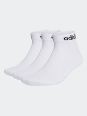 adidas White/Black Linear Ankle Cushioned Socks 3 Pack - Image 1 of 1