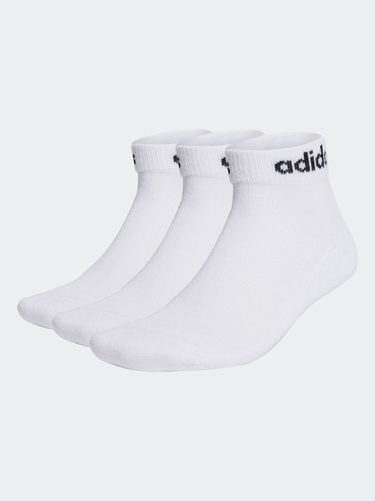 adidas White/Black Linear Ankle Cushioned Socks 3 Pack - Image 1 of 1