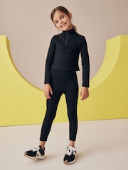 Negro - Leggings de tiro alto acanalados sin costuras (3-16 años) - Imagen 2 de 3