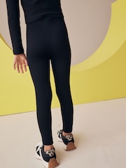 Black Seamless Ribbed High Waist Leggings (3-16yrs) - Image 4 of 6
