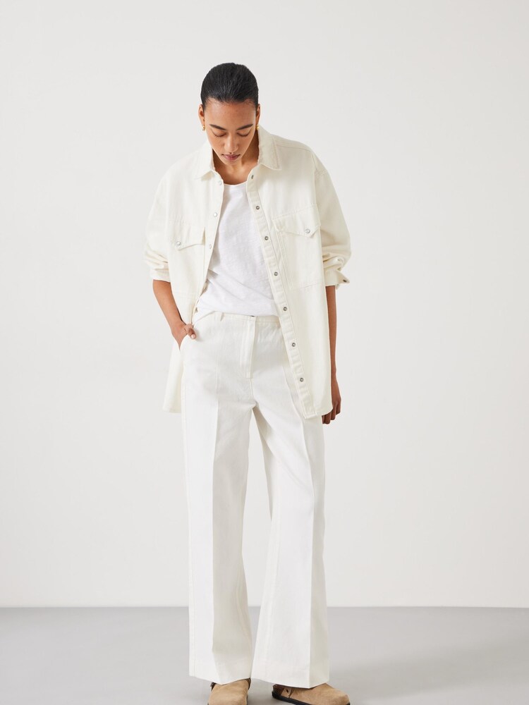 Hush Natural Emily Cotton Wide Leg Trousers - Image 1 of 5 Hush Natural Emily Cotton Wide Leg Trousers - Image 1 of 5