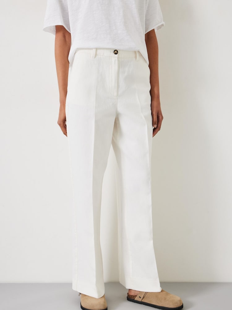Hush Natural Emily Cotton Wide Leg Trousers - Image 2 of 5 Hush Natural Emily Cotton Wide Leg Trousers - Image 2 of 5