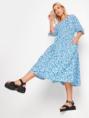 Yours Curve Blue LIMITED COLLECTION  Floral Print Linen Midaxi Dress - Image 2 of 5