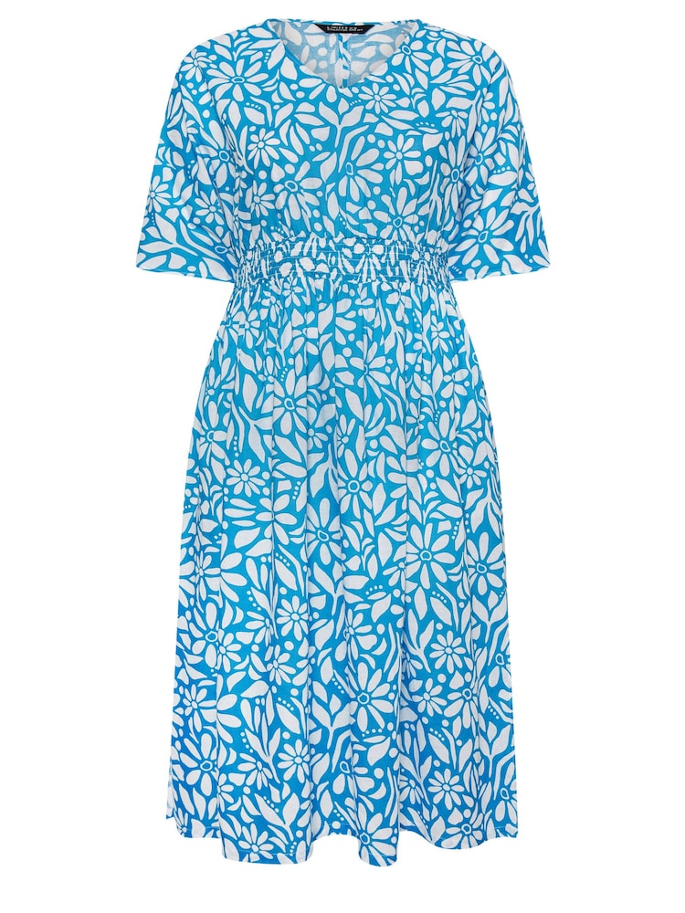 Yours Curve Blue LIMITED COLLECTION  Floral Print Linen Midaxi Dress - Image 5 of 5
