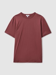 Reiss Old Rose Caspian Mercerised Cotton Crew Neck T-Shirt - Image 2 of 6