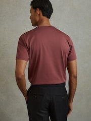 Reiss Old Rose Caspian Mercerised Cotton Crew Neck T-Shirt - Image 5 of 6