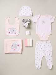 Rock-A-Bye Baby Boutique Pink 100% Cotton Print Gift Set 10 Piece - Image 1 of 6