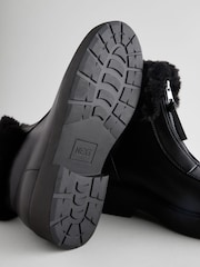 Black Standard/Wide Fit Forever Comfort® Faux Fur Collared Zip Ankle Boots - Image 6 of 7