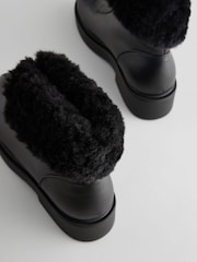 Black Standard/Wide Fit Forever Comfort® Faux Fur Collared Zip Ankle Boots - Image 7 of 7