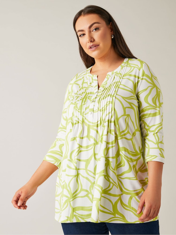 EVANS Curve Abstract Print Pintuck Blouse - Image 1 of 5