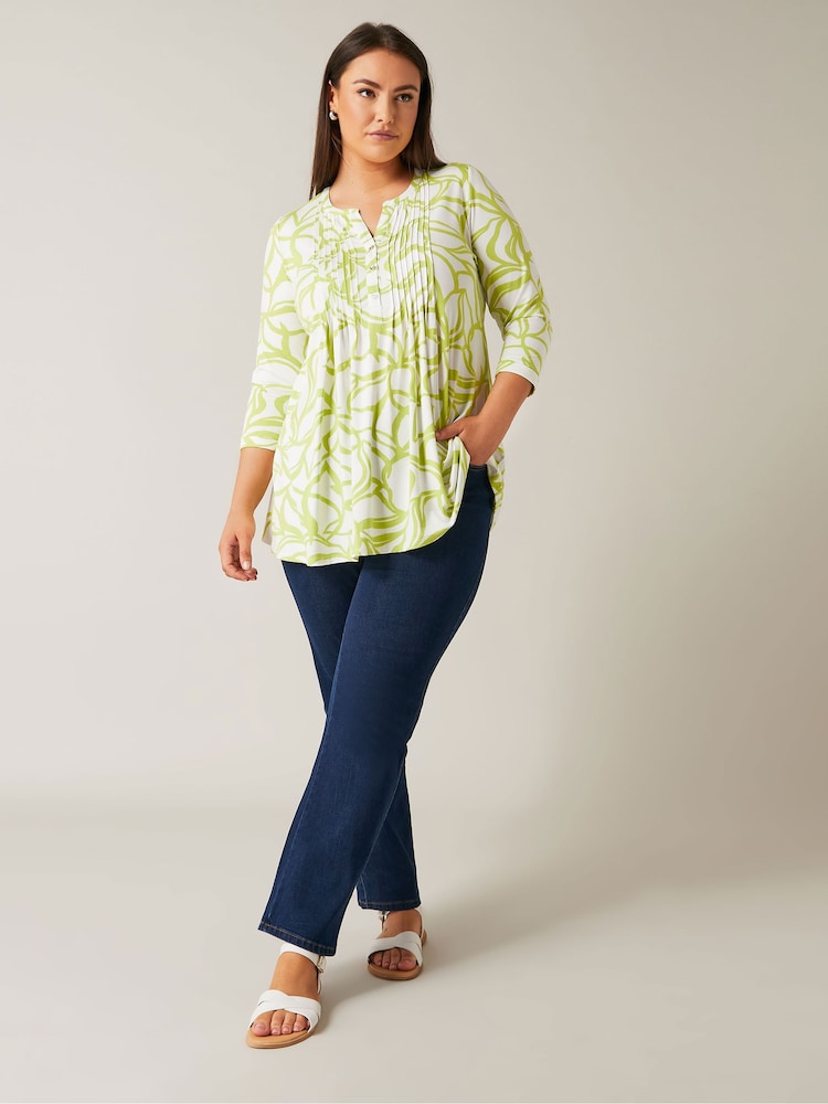 EVANS Curve Abstract Print Pintuck Blouse - Image 2 of 5