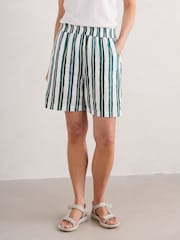 Weiß - Seasalt Cornwall – Aviso – bedruckte Shorts aus 100 % Leinen - Bild 1 von 5