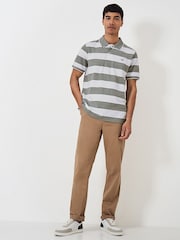 Crew Clothing Heritage Stripe Pique 100% Cotton Polo Shirt - Image 1 of 4